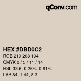 颜色代码: HEX #DBD0C2 | qconv.com