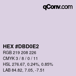 颜色代码: HEX #DBD0E2 | qconv.com