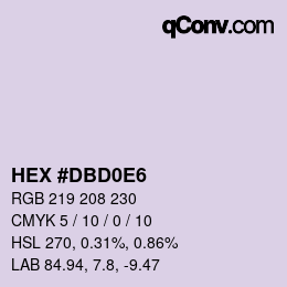 颜色代码: HEX #DBD0E6 | qconv.com