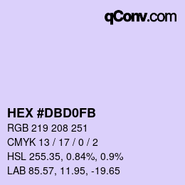 颜色代码: HEX #DBD0FB | qconv.com