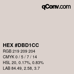 颜色代码: HEX #DBD1CC | qconv.com