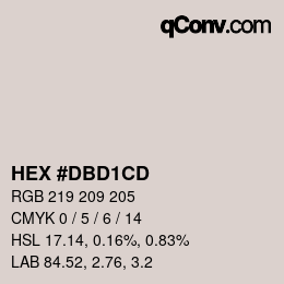 颜色代码: HEX #DBD1CD | qconv.com