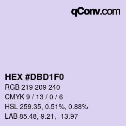カラーコード: HEX #DBD1F0 | qconv.com