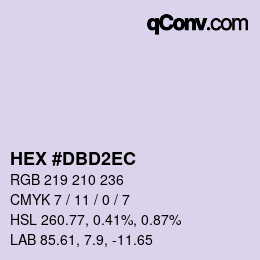 Color code: HEX #DBD2EC | qconv.com