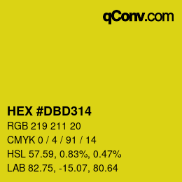 カラーコード: HEX #DBD314 | qconv.com