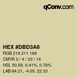 Farbcode: HEX #DBD3A8 | qconv.com
