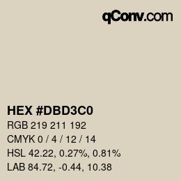 Farbcode: HEX #DBD3C0 | qconv.com