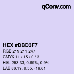 Color code: HEX #DBD3F7 | qconv.com