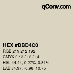 Color code: HEX #DBD4C0 | qconv.com