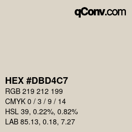 颜色代码: HEX #DBD4C7 | qconv.com
