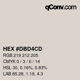 颜色代码: HEX #DBD4CD | qconv.com
