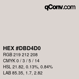 カラーコード: HEX #DBD4D0 | qconv.com