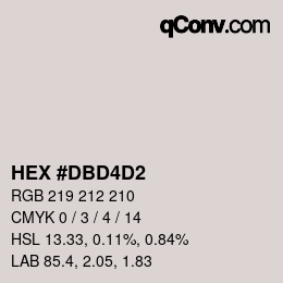 カラーコード: HEX #DBD4D2 | qconv.com