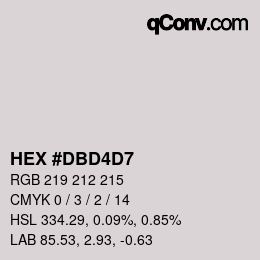 颜色代码: HEX #DBD4D7 | qconv.com