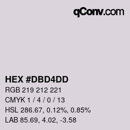 カラーコード: HEX #DBD4DD | qconv.com