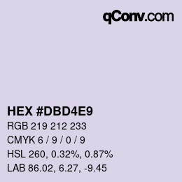 颜色代码: HEX #DBD4E9 | qconv.com