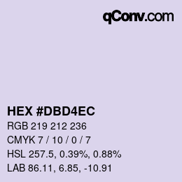 颜色代码: HEX #DBD4EC | qconv.com