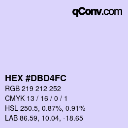 颜色代码: HEX #DBD4FC | qconv.com