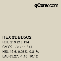 颜色代码: HEX #DBD5C2 | qconv.com