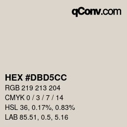 颜色代码: HEX #DBD5CC | qconv.com