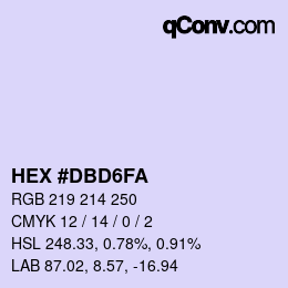 Color code: HEX #DBD6FA | qconv.com