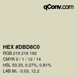 Color code: HEX #DBD8C0 | qconv.com