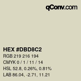 Color code: HEX #DBD8C2 | qconv.com
