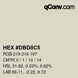 颜色代码: HEX #DBD8C5 | qconv.com
