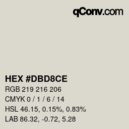 カラーコード: HEX #DBD8CE | qconv.com