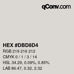 颜色代码: HEX #DBD8D4 | qconv.com