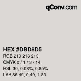 Color code: HEX #DBD8D5 | qconv.com