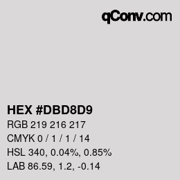 Color code: HEX #DBD8D9 | qconv.com