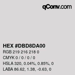 颜色代码: HEX #DBD8DA00 | qconv.com
