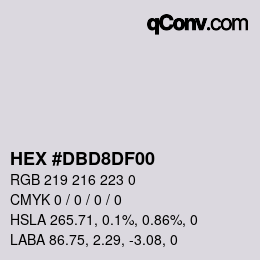 Color code: HEX #DBD8DF00 | qconv.com