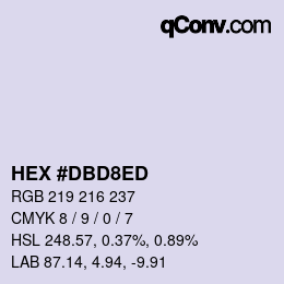 カラーコード: HEX #DBD8ED | qconv.com