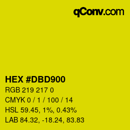 Color code: HEX #DBD900 | qconv.com