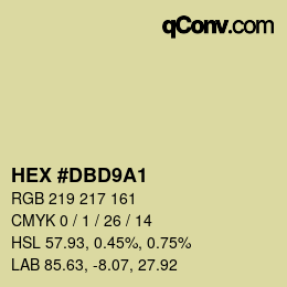 Farbcode: HEX #DBD9A1 | qconv.com