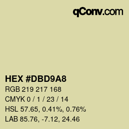 Farbcode: HEX #DBD9A8 | qconv.com