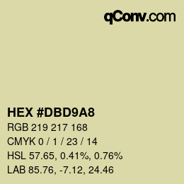 Color code: HEX #DBD9A8 | qconv.com