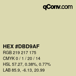 Color code: HEX #DBD9AF | qconv.com