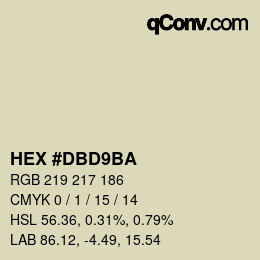 Color code: HEX #DBD9BA | qconv.com