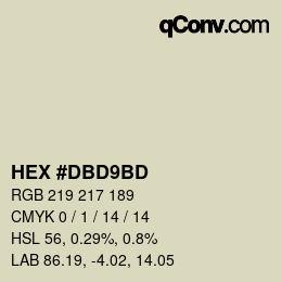 Color code: HEX #DBD9BD | qconv.com