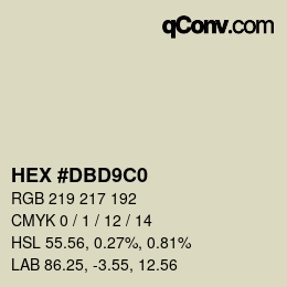 Farbcode: HEX #DBD9C0 | qconv.com