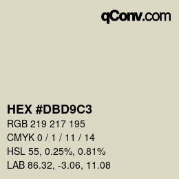 Color code: HEX #DBD9C3 | qconv.com