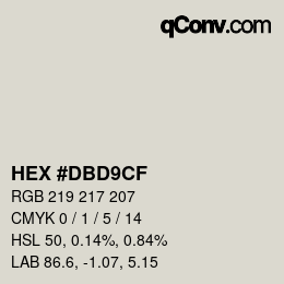 カラーコード: HEX #DBD9CF | qconv.com