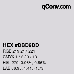 Color code: HEX #DBD9DD | qconv.com