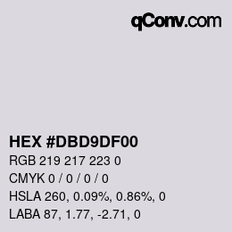 Color code: HEX #DBD9DF00 | qconv.com