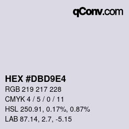 颜色代码: HEX #DBD9E4 | qconv.com