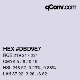 颜色代码: HEX #DBD9E7 | qconv.com
