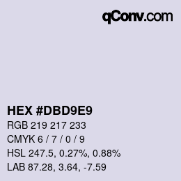 Color code: HEX #DBD9E9 | qconv.com